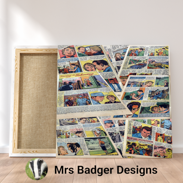 retro romance comic canvas wall art