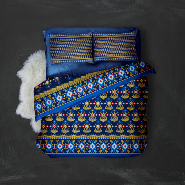 Blue Thai silk design printed on duvet. Blue Thai silk design printed on duvet