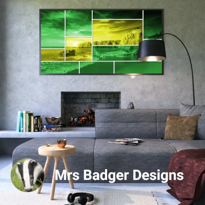 duotone yellow green beach picture living room