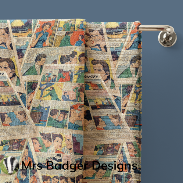 retro romance comic towels