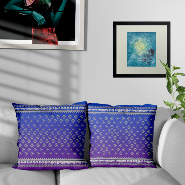 thai silk print blue elephant