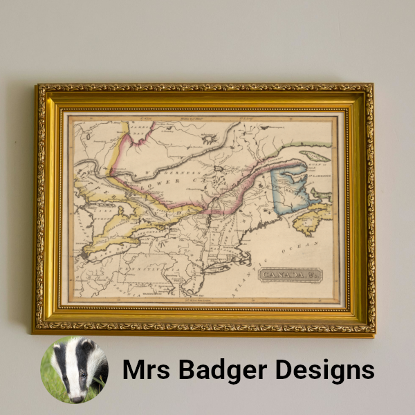 vintage map and frame wall art