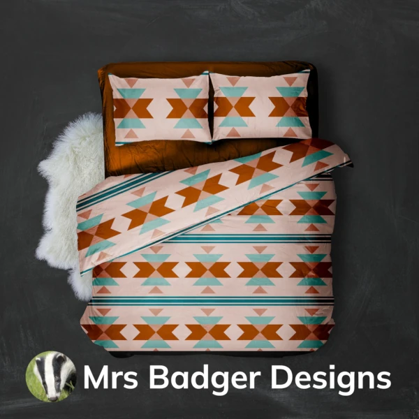 bedding aztec beige geometric design mrs badger designs