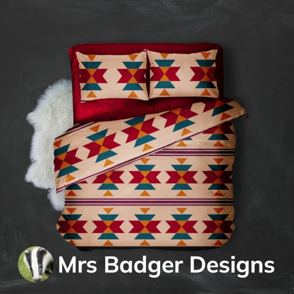 bedding aztec maroon geometric design mrs badger designs