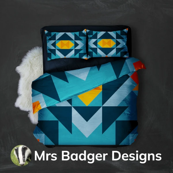 shower blue curtain geometric hourglass design mrs badger designs