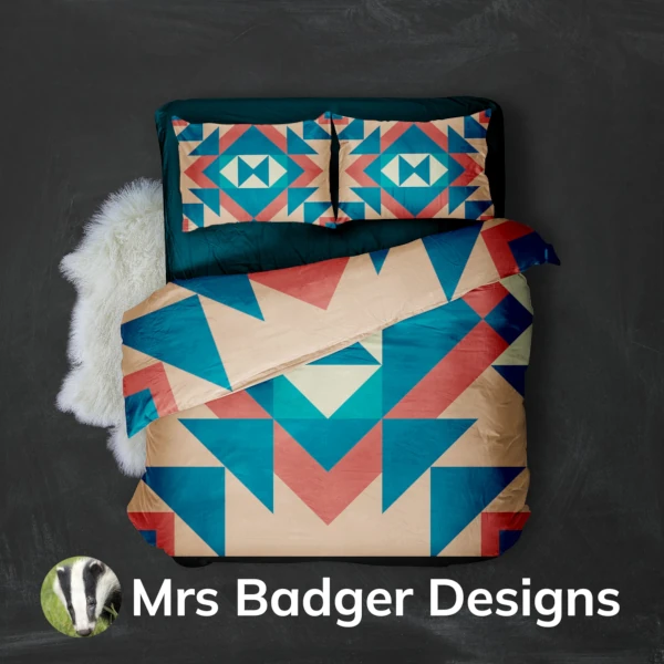 bedding earth green brown geometric hourglass design mrs badger designs