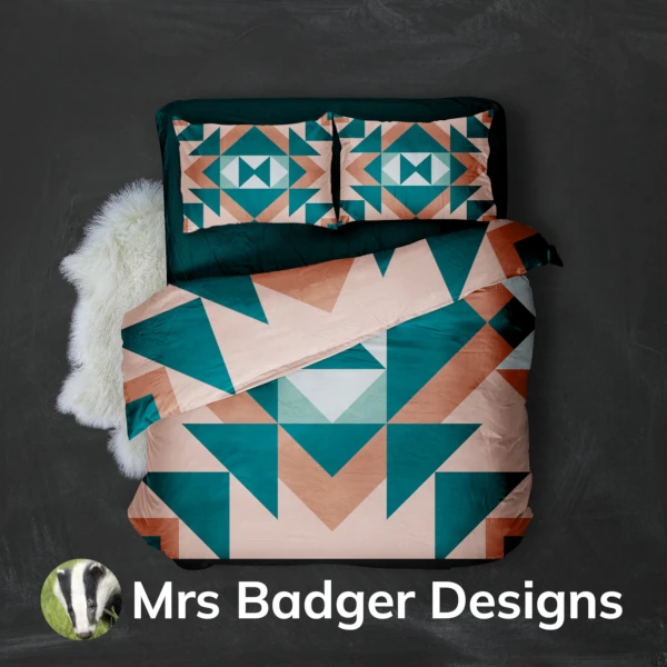 bedding teracotta geometric hourglass design mrs badger designs