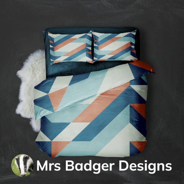 bedding geometric green brown earth mountains design mrs badger designs