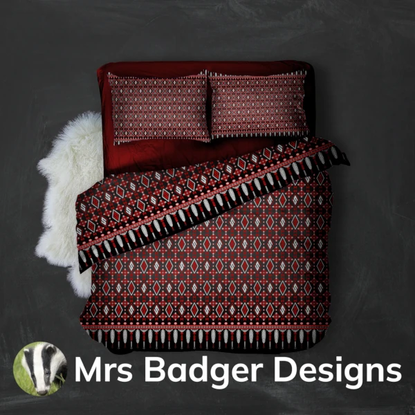 bedding black red thai silk pattern design mrs badger designs