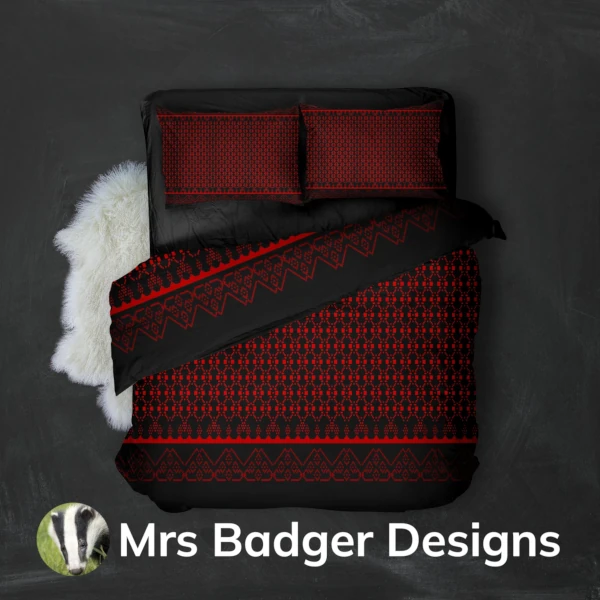 bedding black red thai silk pattern design mrs badger designs