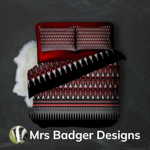 bedding thai red black silk pattern design mrs badger designs