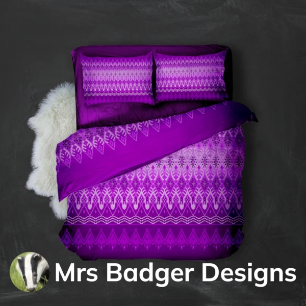 Purple bedding set Thai silk deer style purple bedding thai silk deer design mrs badger designs