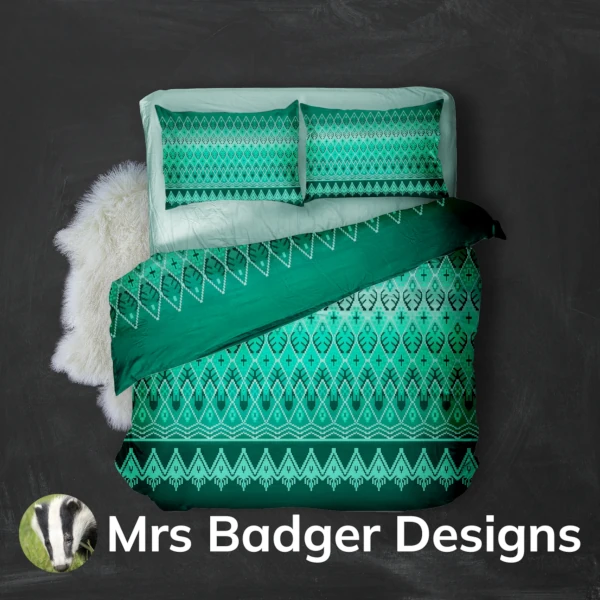 bedding teal deer thai silk pattern design mrs badger designs