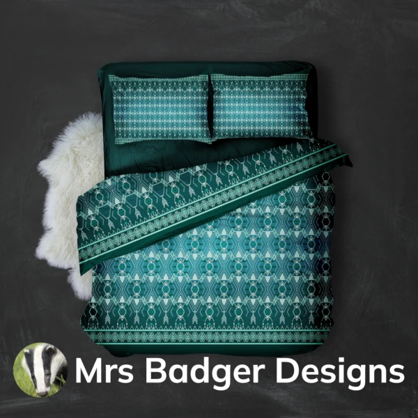 Thai silk teal fishing design bedding set mrs badger designs bedding set teal thai silk fishing design mrs badger designs