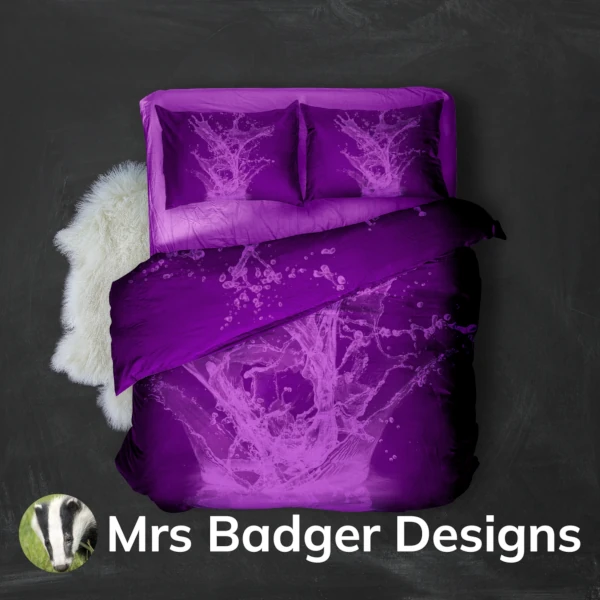 bedding contemporary art water splash dark purple 