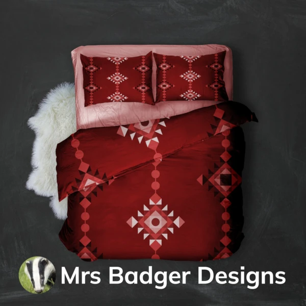 bedding red geometric windchimes design mrs badger designs