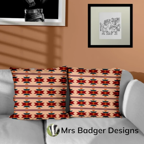bedding aztec maroon geometric design mrs badger designs