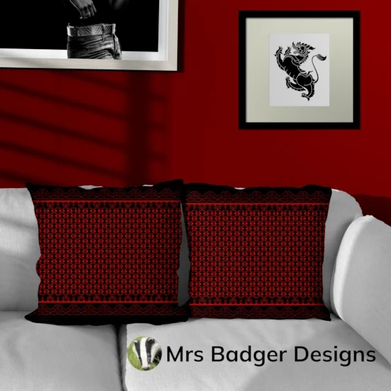 bedding black red thai silk pattern design mrs badger designs