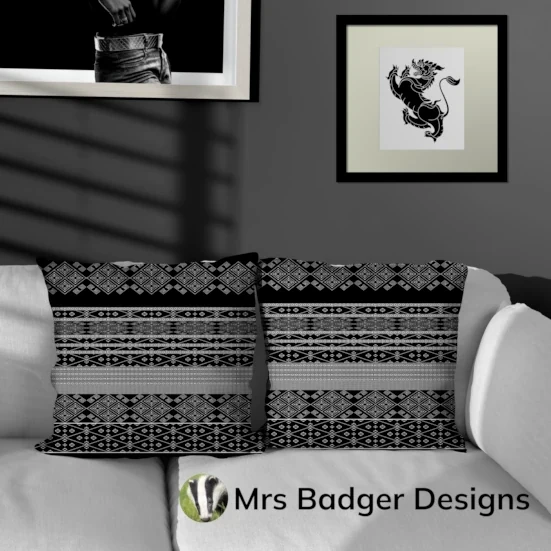bedding black silver thai silk pattern design mrs badger designs
