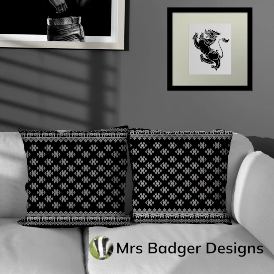 bedding black silver thai silk pattern design mrs badger designs