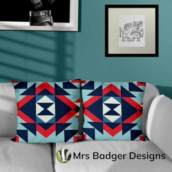 throw pillow geometric pattern design mrs badger designs