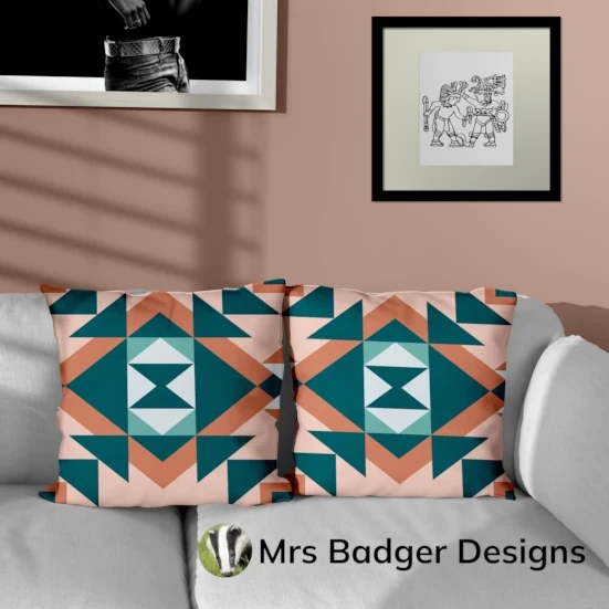 bedding teracotta geometric hourglass design mrs badger designs