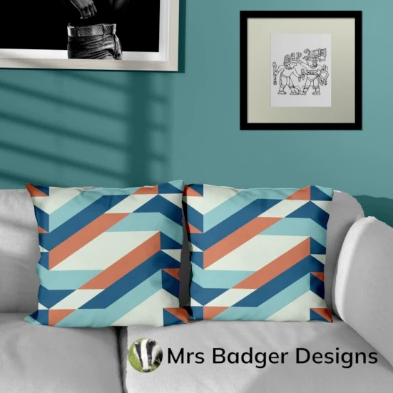 bedding geometric green brown earth mountains design mrs badger designs