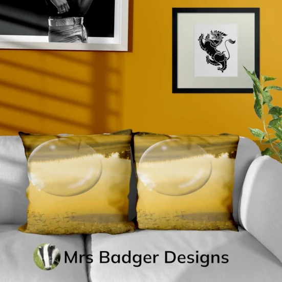 throw pillow cushion contemporary art crystal ball thailand gold