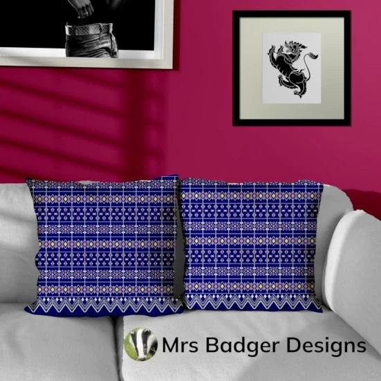 bedding royal blue thai silk pattern designmrs badger designs