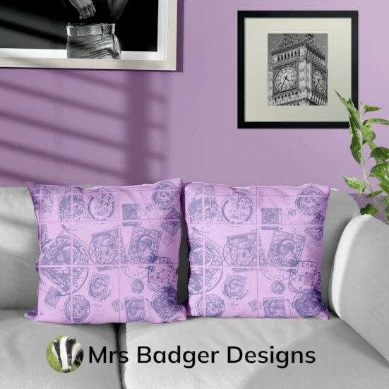 throw pillow blue abstract pattern design mrs badger designs