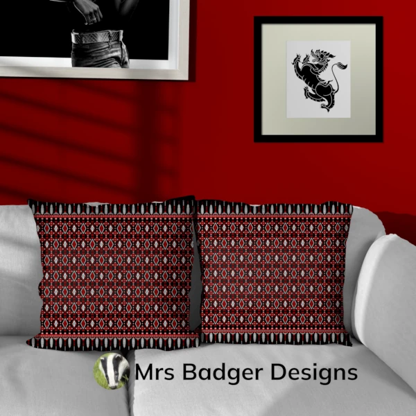 bedding black red thai silk pattern design mrs badger designs