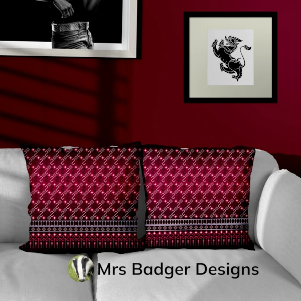 bedding black red thai silk pattern design mrs badger designs