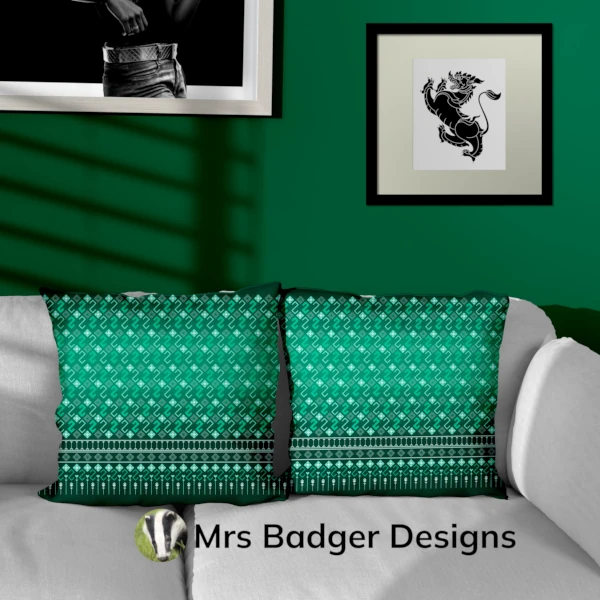 throw pillow teal thai silk pattern design mrs badger designs