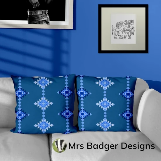 bedding blue geometric windchimes design mrs badger designs