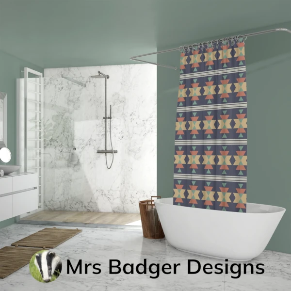bedding aztec blue geometric design mrs badger designs