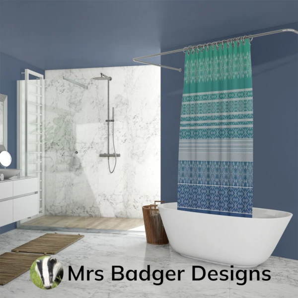 shower curtain green thai silk pattern design mrs badger designs