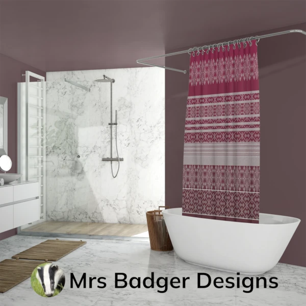 shower curtain red thai silk pattern design mrs badger designs
