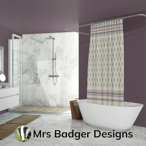 shower curtain beige thai silk pattern design mrs badger designs