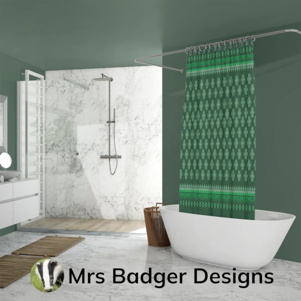 shower curtain green thai silk pattern design mrs badger designs