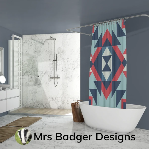 bedding red blue geometric hourglass design mrs badger designs