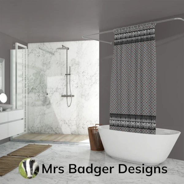 shower curtain nlack silver thai silk pattern designmrs badger designs