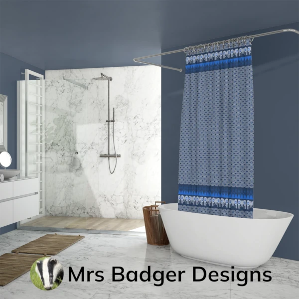 shower curtain blue thai silk pattern designmrs badger designs
