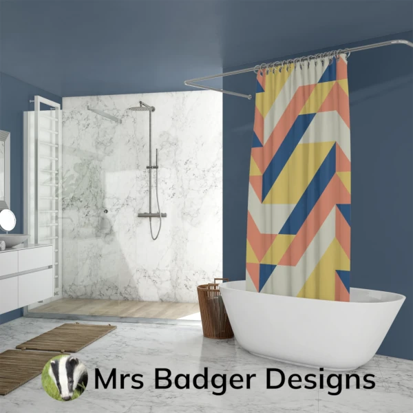 bedding geometric orange yellow blue mountains design mrs badger designs