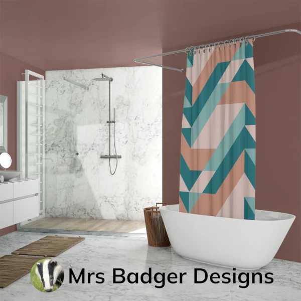 bedding geometric teal green brown mountains design mrs badger designs