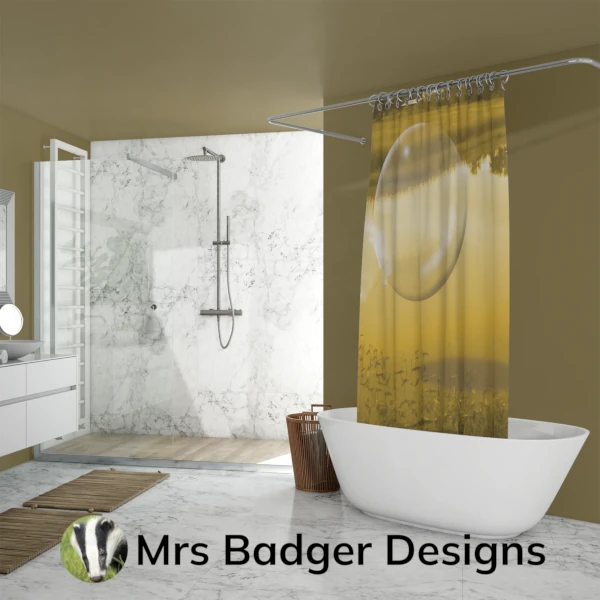 shower curtain contemporary art crystal ball thailand gold