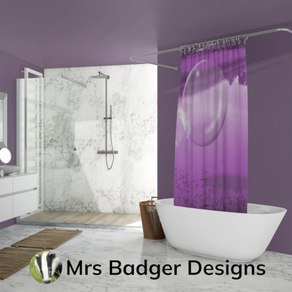 shower curtain contemporary art crystal ball thailand purple 