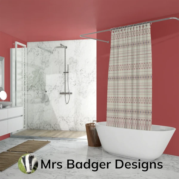 shower curtain red thai silk pattern designmrs badger designs
