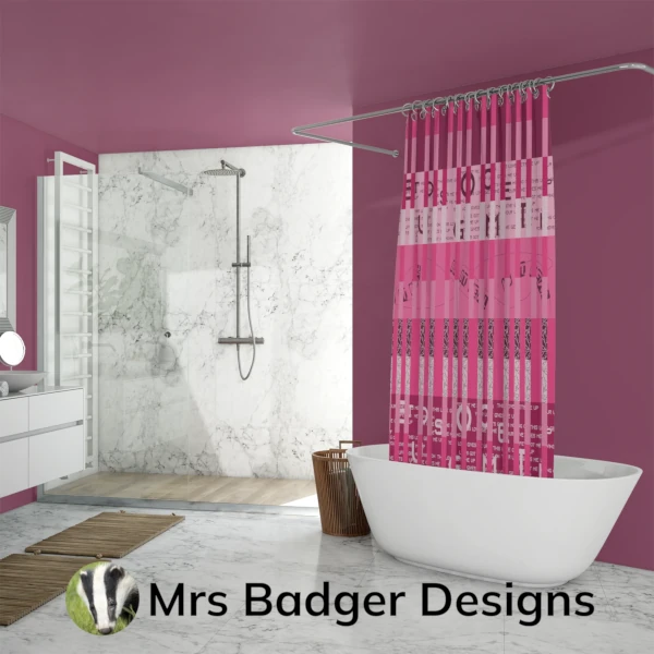 shower pink curtain geometric design mrs badger designs