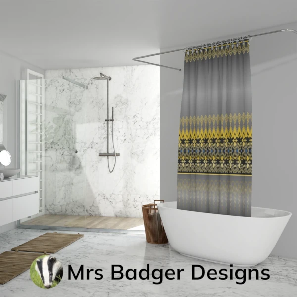shower curtain gray white thai silk pattern design mrs badger designs
