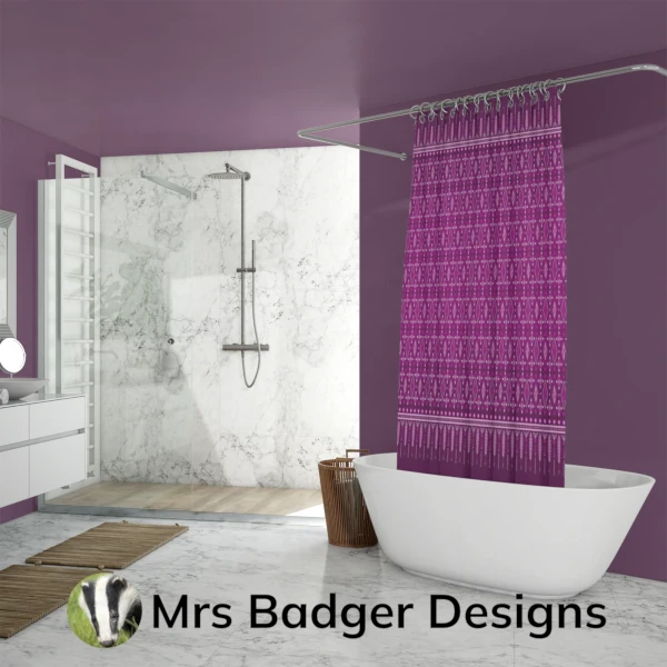 shower curtain black red thai silk pattern design mrs badger designs